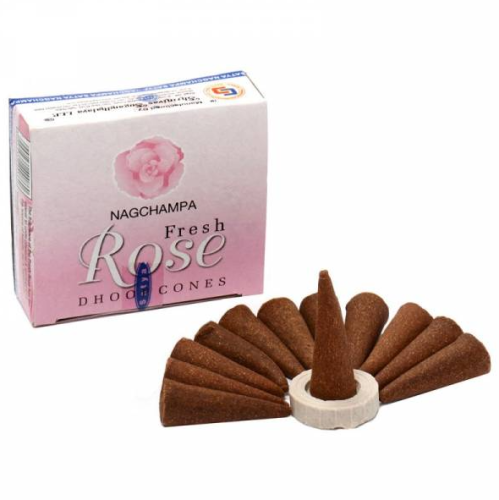 Благовония-конусы "Fresh Rose Dhoop Cones" (Свежая Роза) 12 шт., Satya